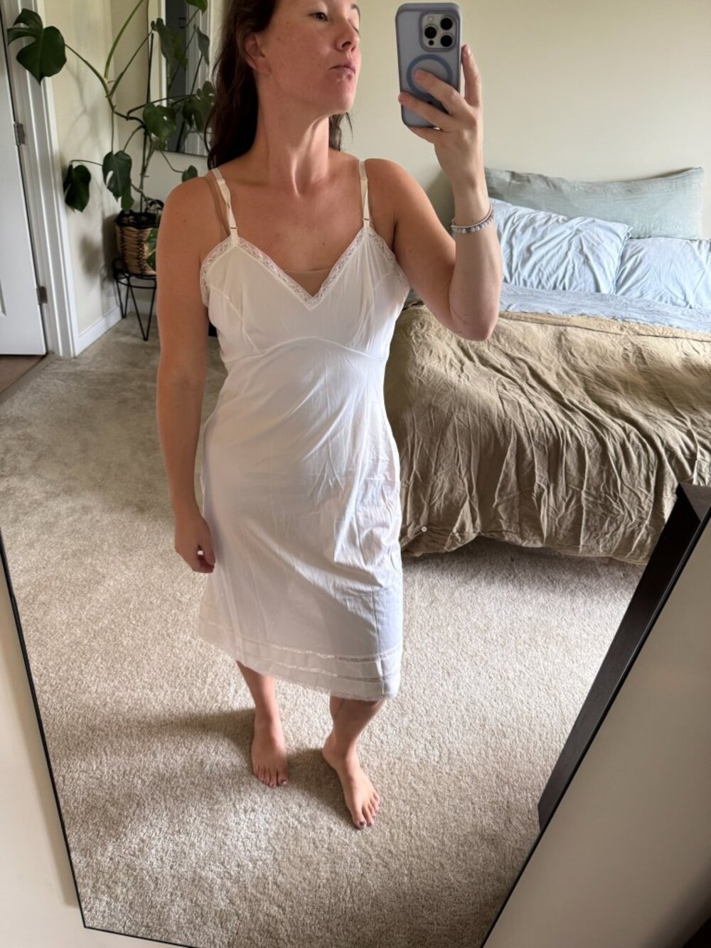 Vintage JC Penny Adonna Off White Slip Dress Size Large